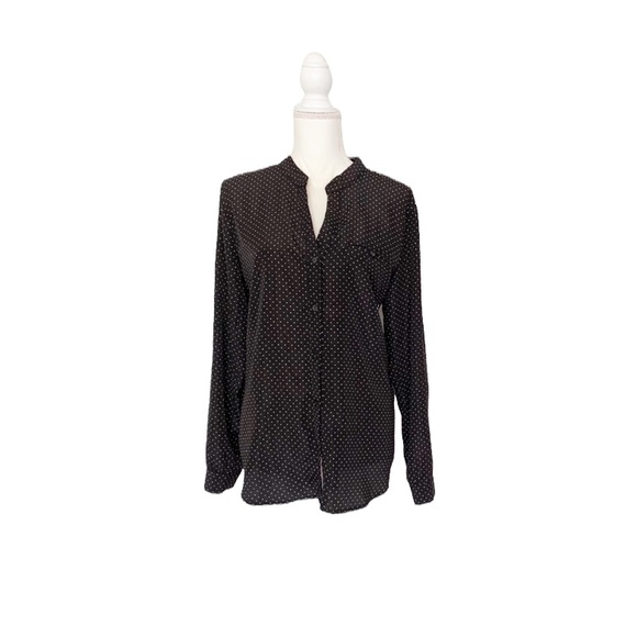 Kut From The Kloth Black White Polka Dot Button Down Shirt Size XL - Picture 1 of 12